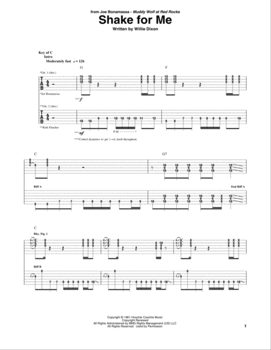Shake For Me Electric Guitar scores gallery preview page 1