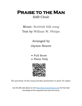 Book cover for Praise to the Man (SAB)