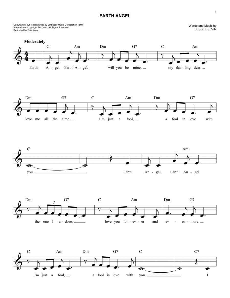 Earth Angel Guitar scores gallery preview page 1