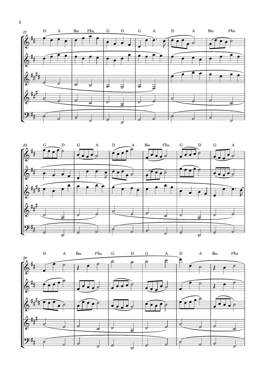 Canon in D - Johann Pachelbel for Woodwind Quintet with chords. Woodwind Quintet scores gallery preview page 2