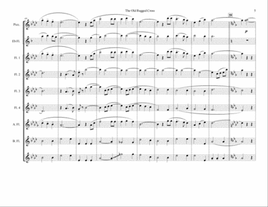 The Old Rugged cross Woodwind Quartet scores gallery preview page 5