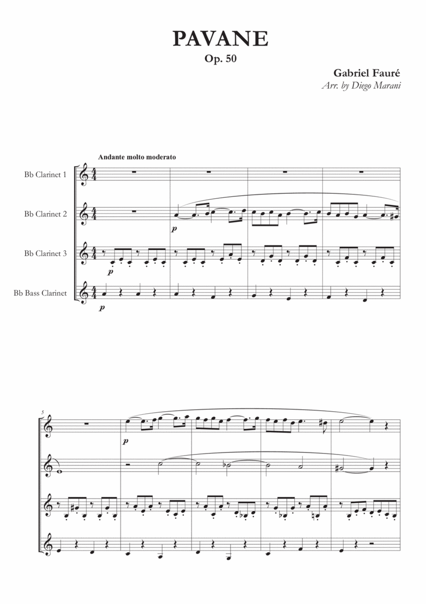 Pavane for Clarinet Quartet image number null