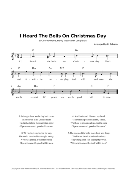 I Heard The Bells On Christmas Day (Key of F Major) image number null