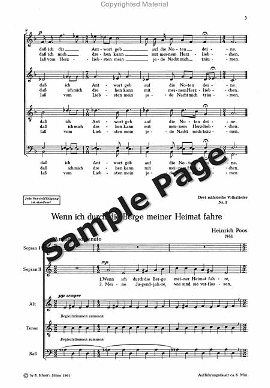 Poos H Sing Mir O Nachtigall SSATBB scores gallery preview page 3