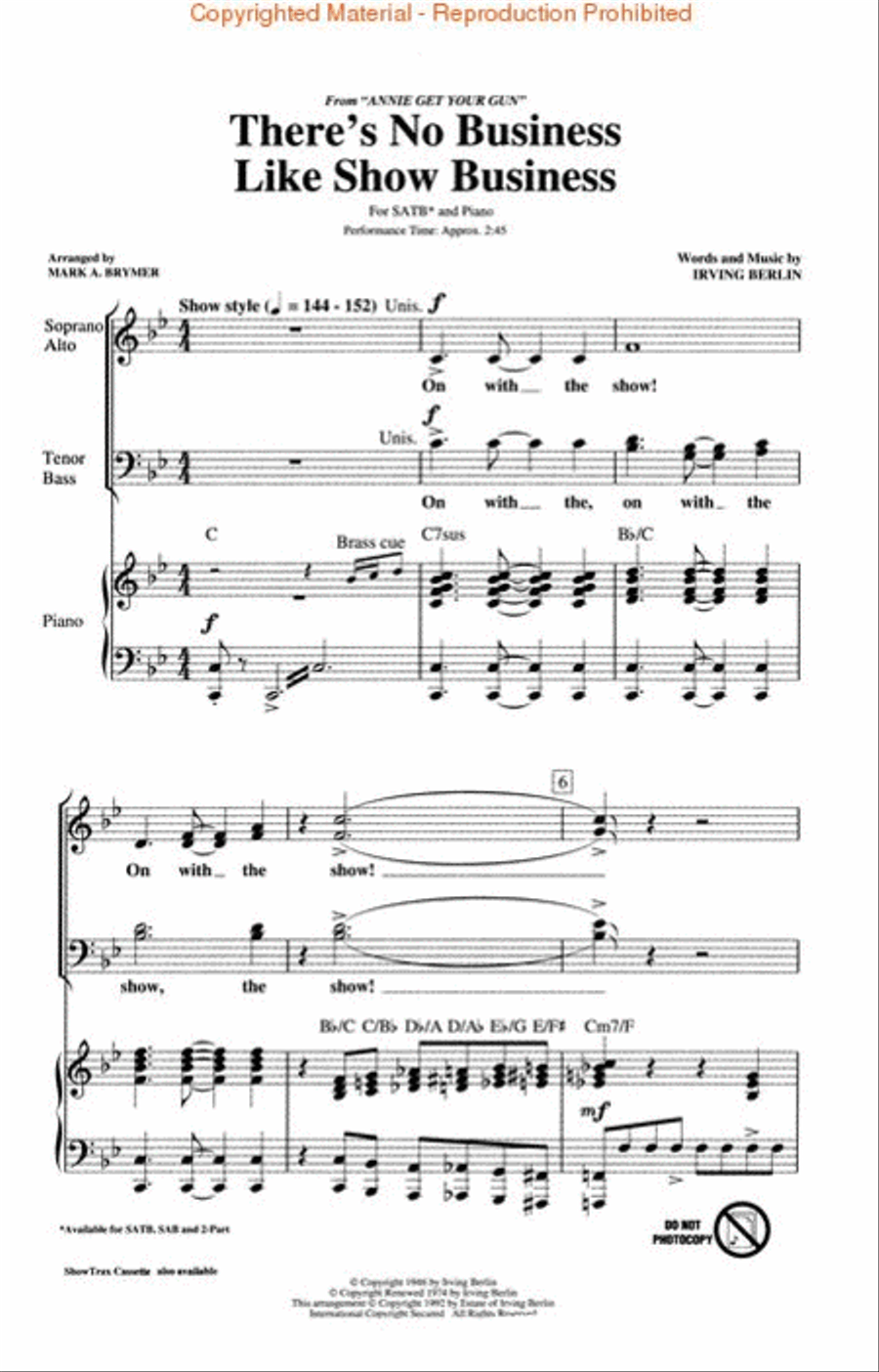 There's No Business Like Show Business 4-Part scores gallery preview page 2