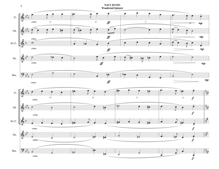 Navy Hymn (Eternal Father, Strong to Save) - Woodwind Quintet - Intermediate image number null