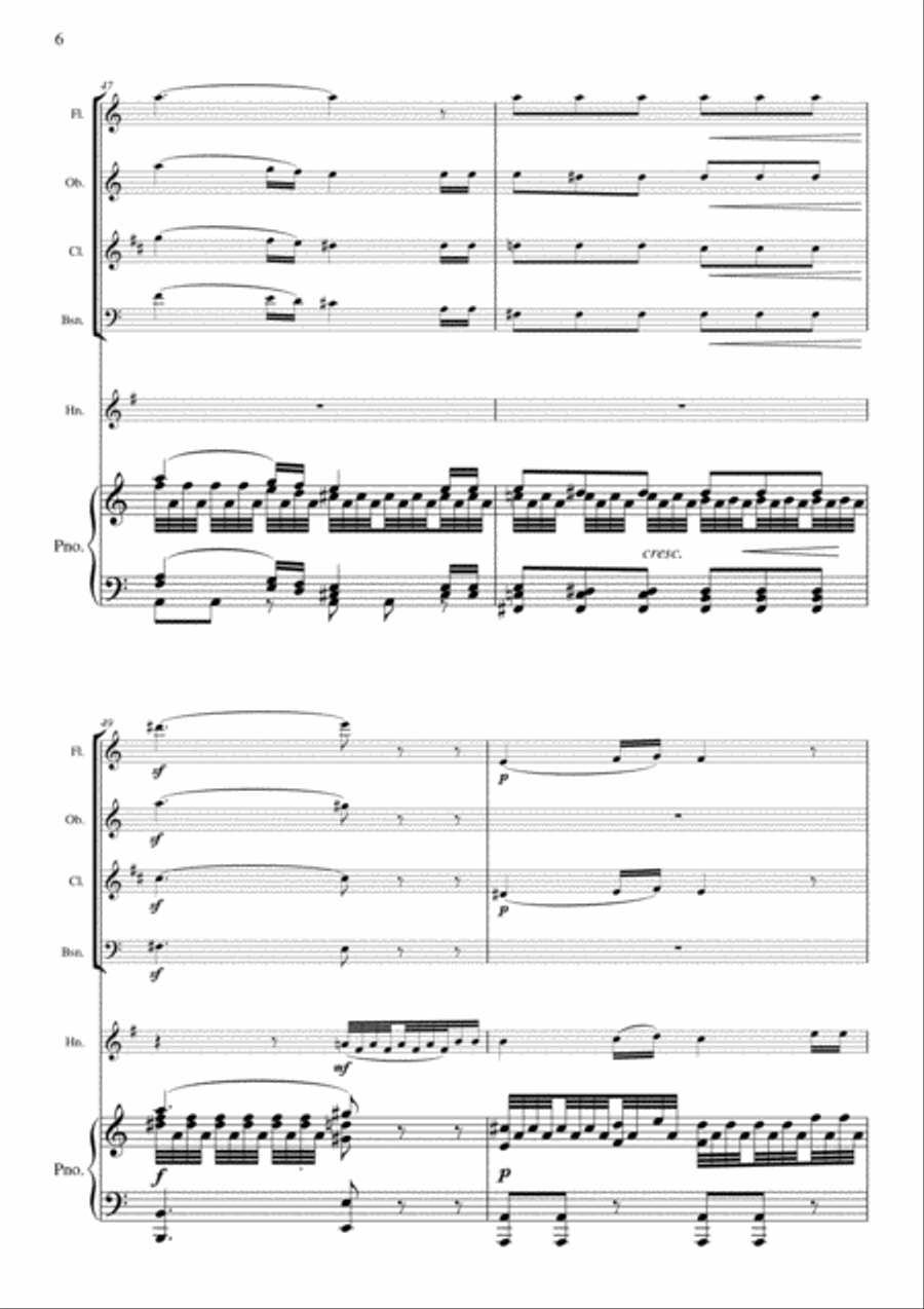 Andante from Mendelssohn’s Violin Concerto // Piano Sextet (with solo French Horn) Chamber Orchestra scores gallery preview page 6