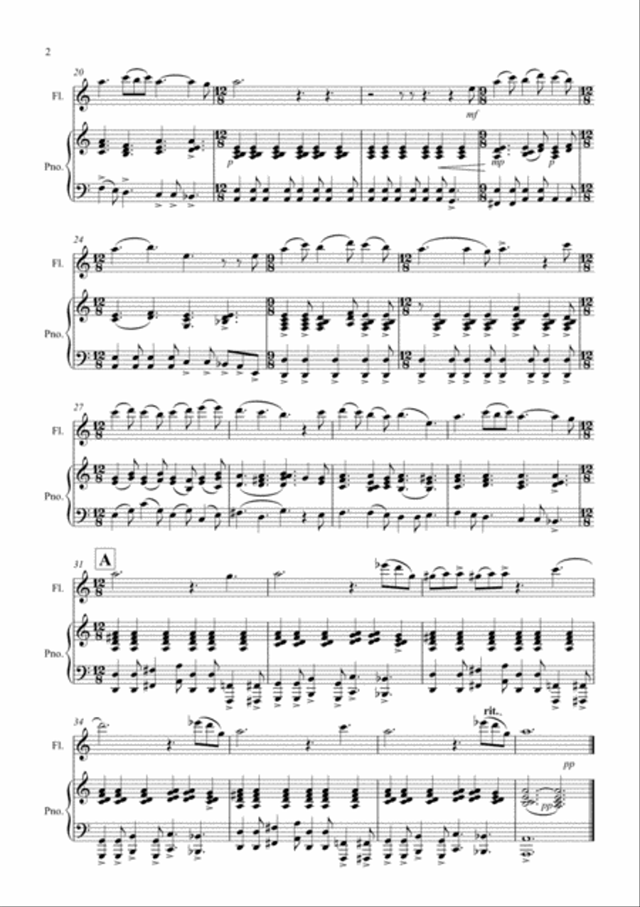 The Angel Gabriel for Flute and Piano Small Ensemble scores gallery preview page 2