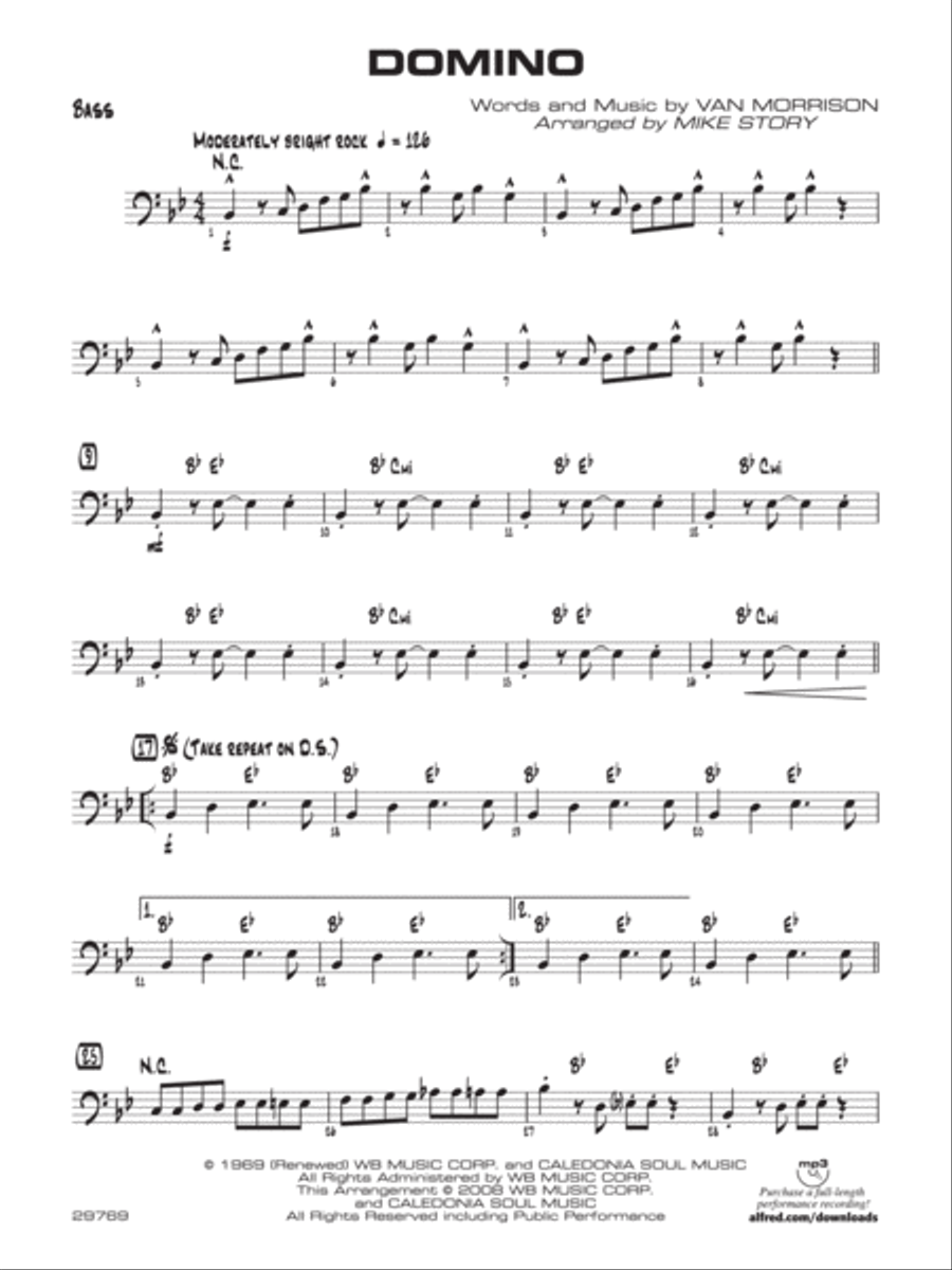 Domino: String Bass Domino: String Bass Jazz Ensemble scores gallery preview page 1