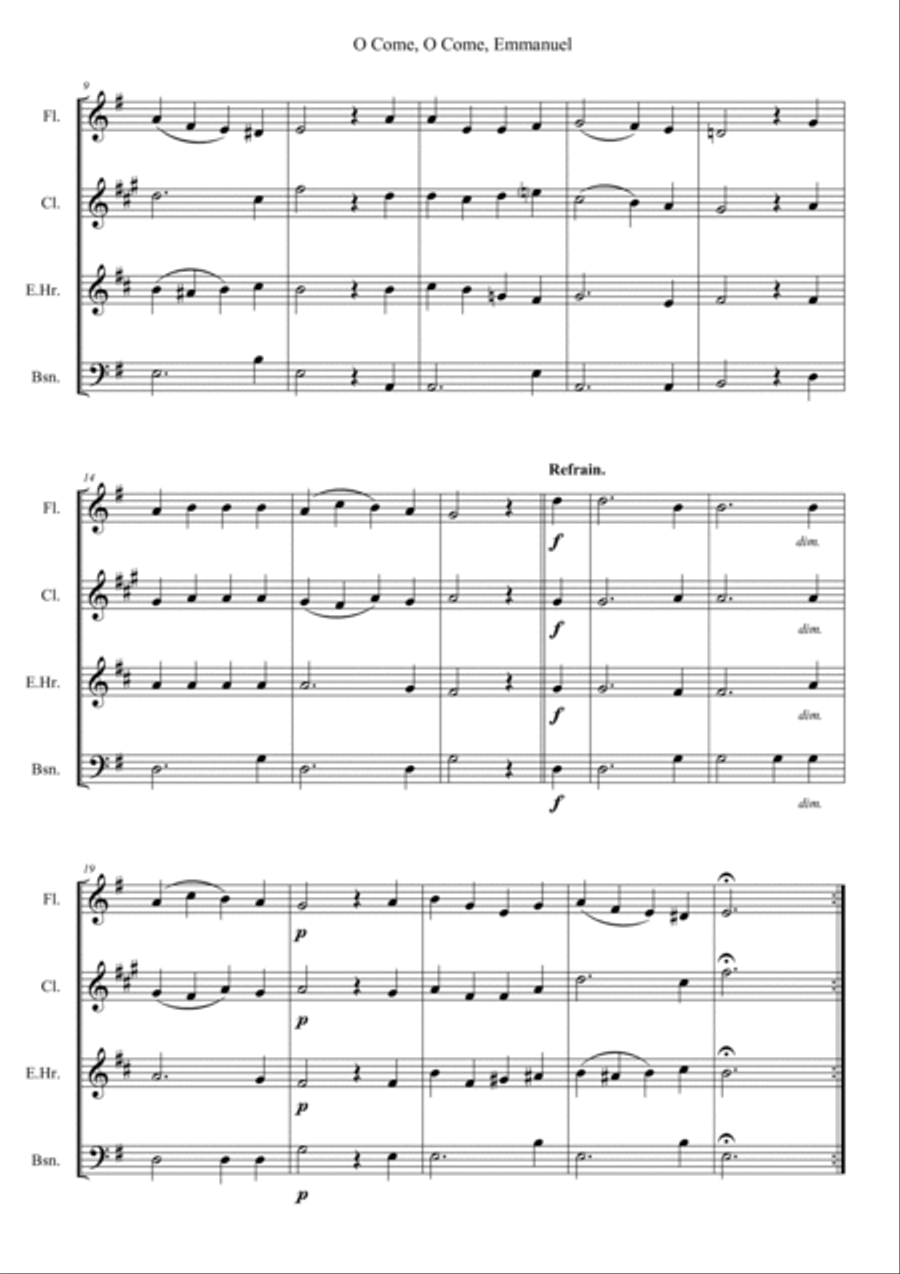 O Come, O Come, Emmanuel Woodwind Quartet scores gallery preview page 2