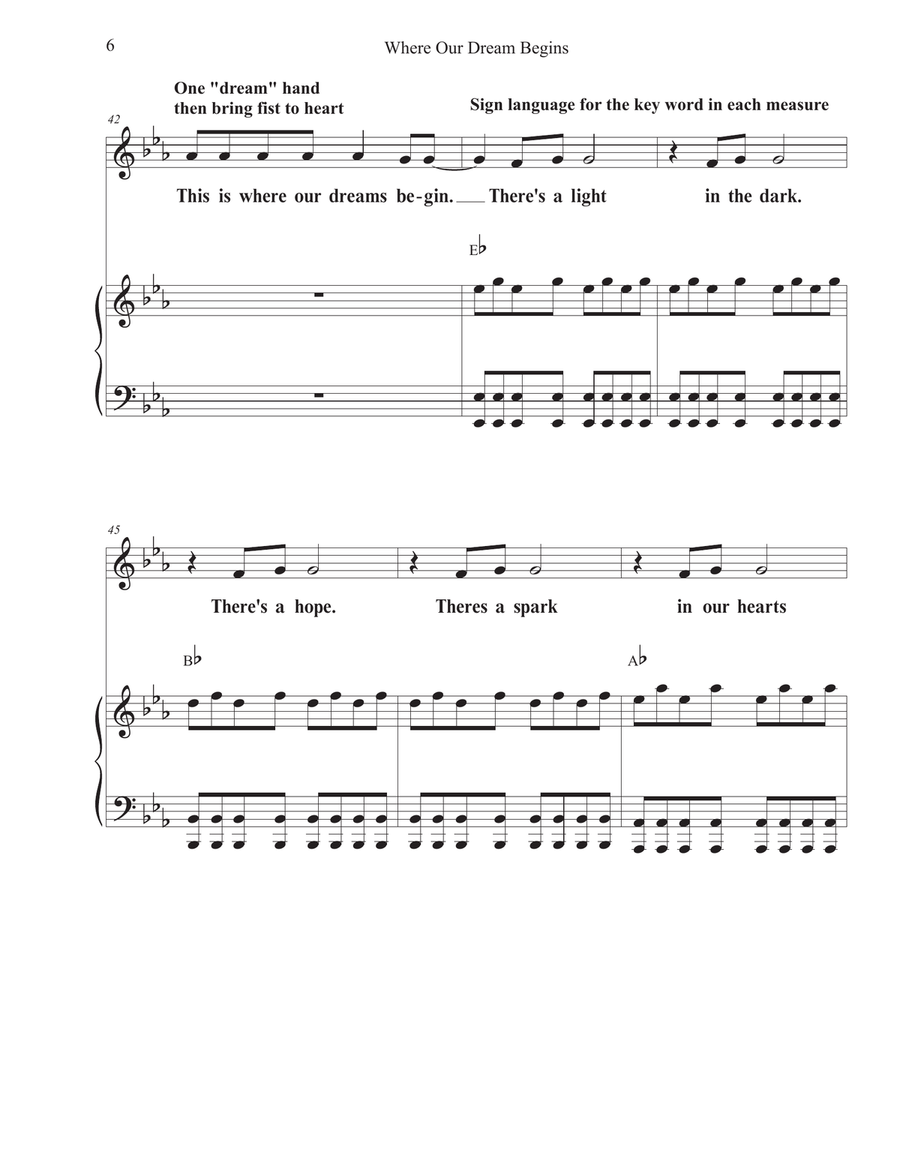 Where Our Dreams Begin Unison Choir scores gallery preview page 6