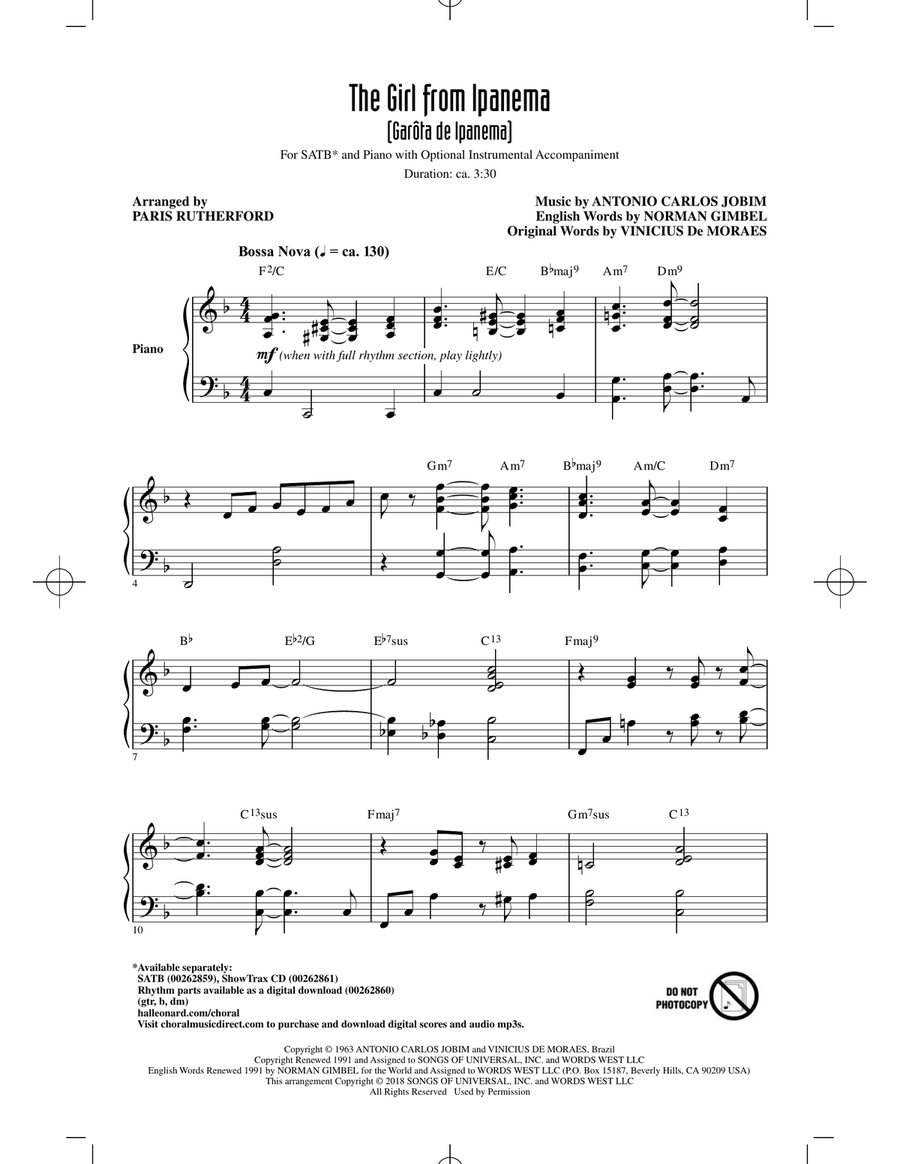 The Girl From Ipanema (Garota De Ipanema) 4-Part scores gallery preview page 1