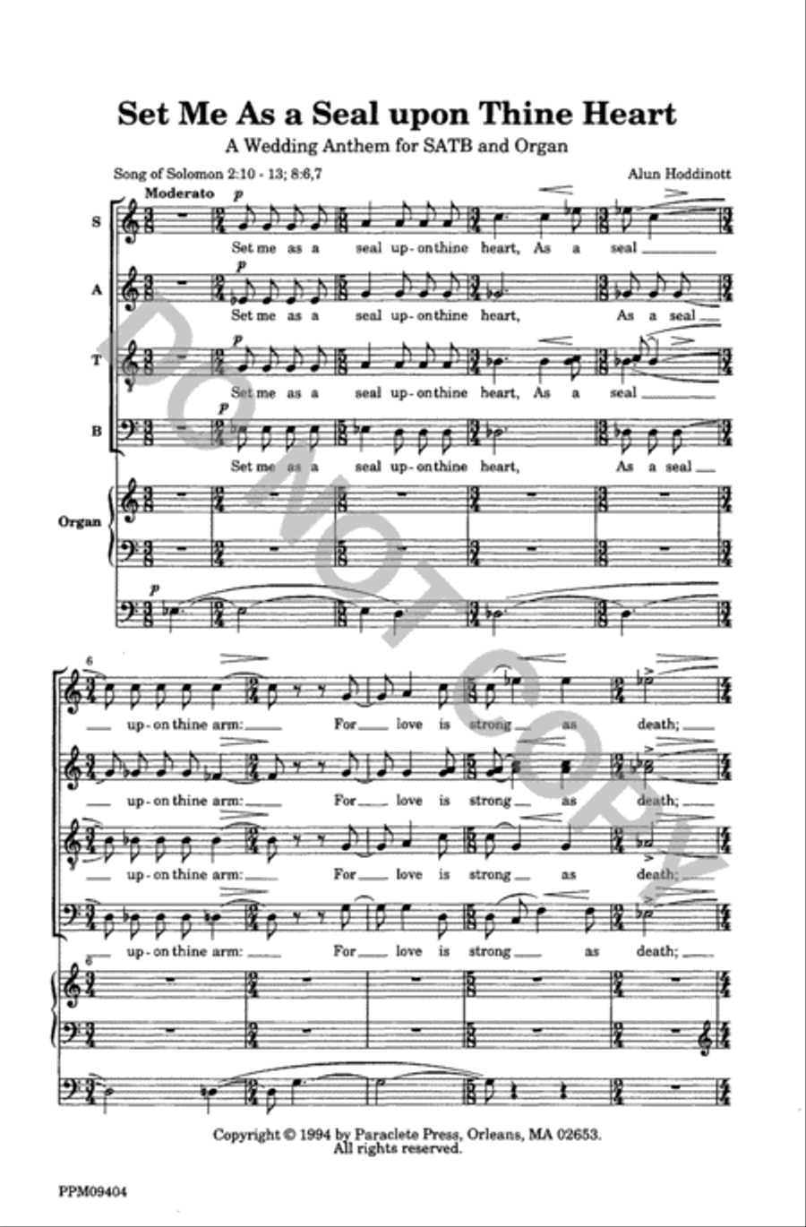 Set Me As a Seal upon Thine Heart 4-Part scores gallery preview page 2