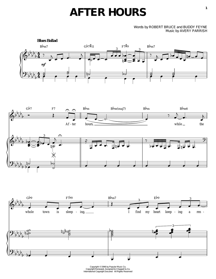 After Hours Piano, Vocal scores gallery preview page 1