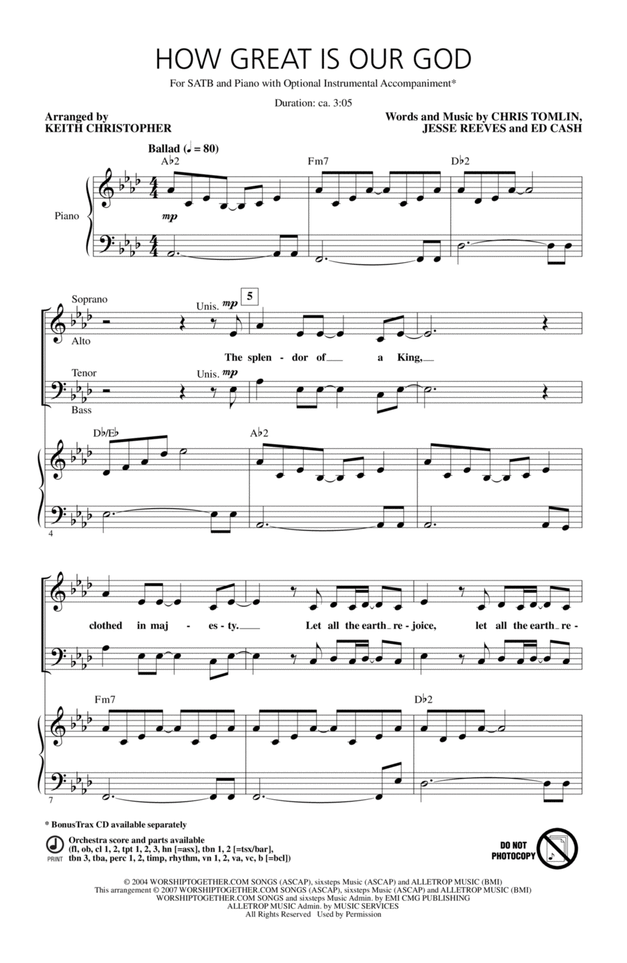 How Great Is Our God (arr. Keith Christopher) 4-Part scores gallery preview page 1