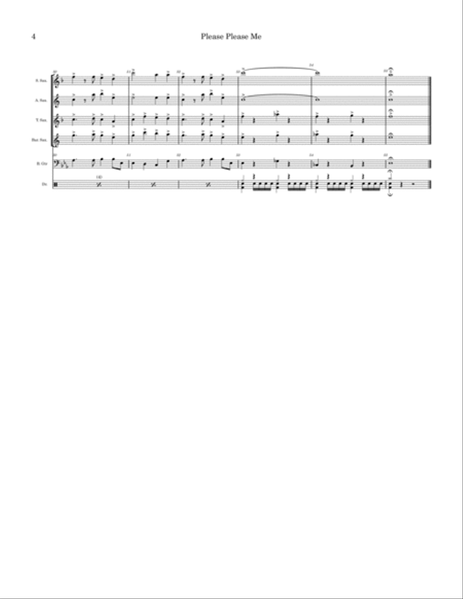 Please Please Me Saxophone Quartet scores gallery preview page 4