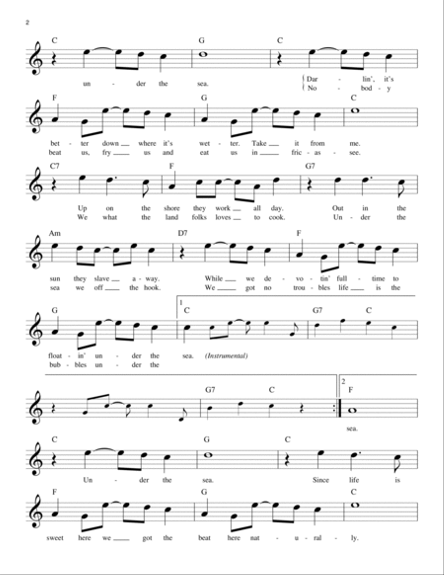 Under The Sea (from The Little Mermaid) Piano scores gallery preview page 2