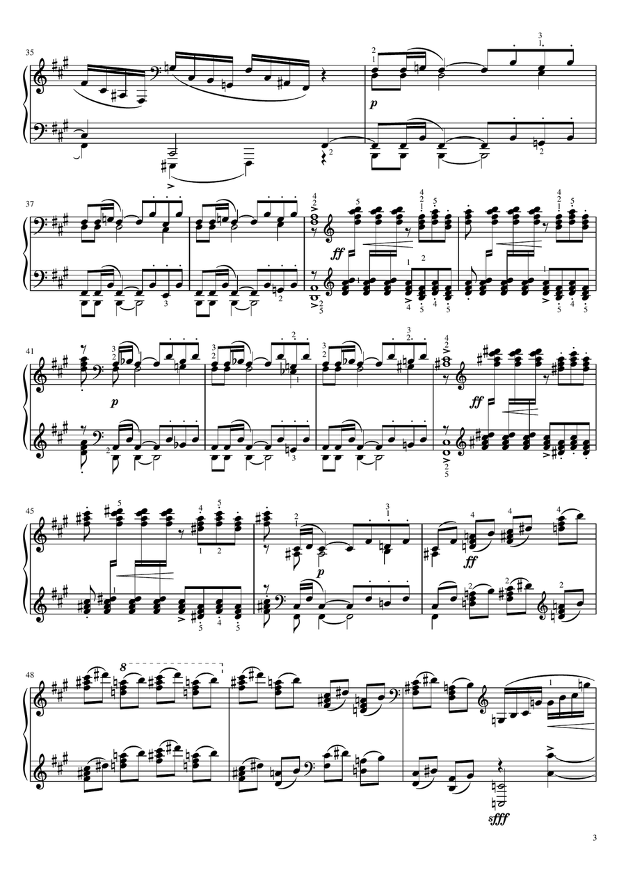 Rachmaninoff - Morceaux de fantaisie, Polichinelle, Op.3 No.4 - Original With Fingering Piano Solo scores gallery preview page 3
