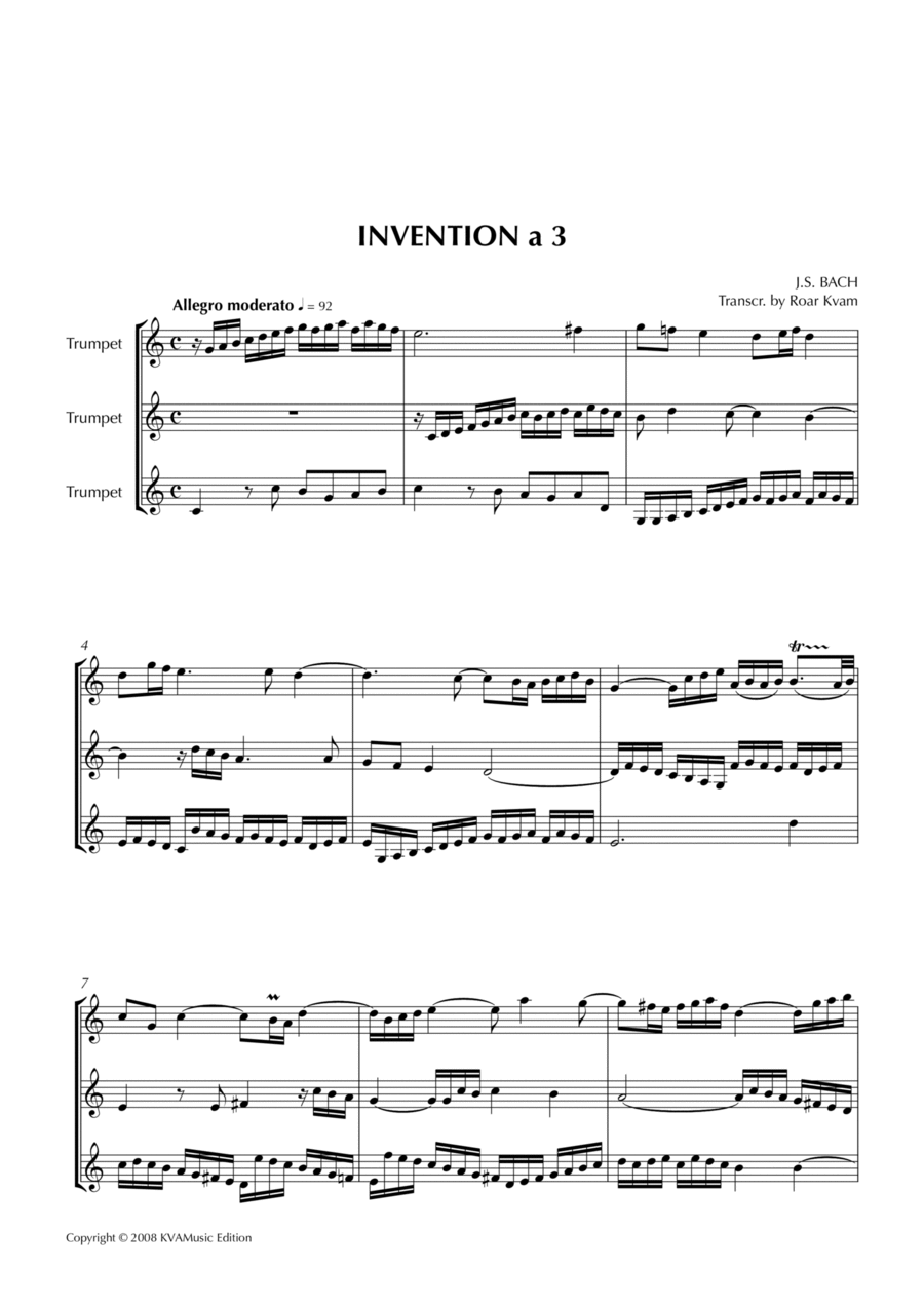 Book cover for J.S.Bach: Invention a 3 for Trumpets