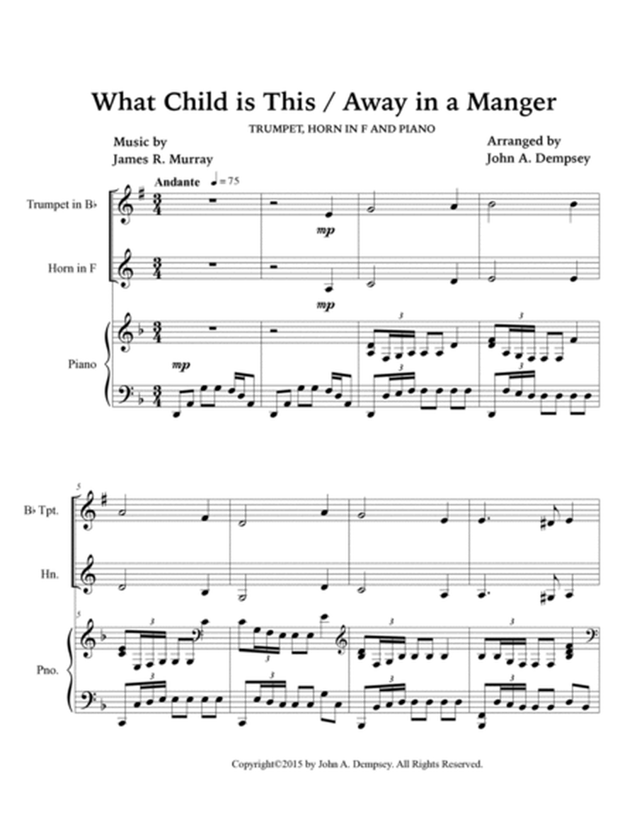 Christmas Medley (What Child is This / Away in a Manger): Trio for Trumpet, Horn in F and Piano image number null