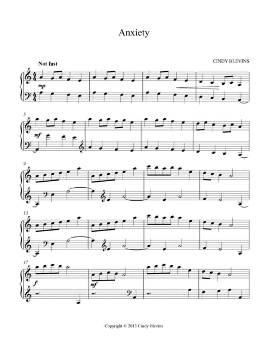 Anxiety, original solo for Lever or Pedal Harp Pedal Harp scores gallery preview page 2
