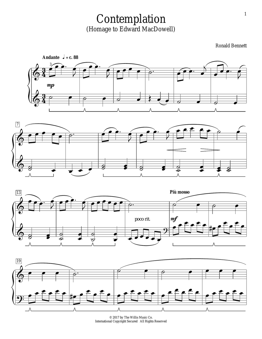 Contemplation (Homage To Edward MacDowell) Piano Method scores gallery preview page 1