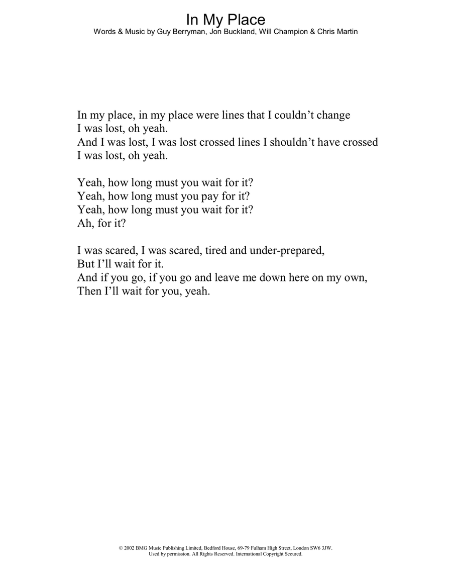 In My Place In My Place Voice scores gallery preview page 1