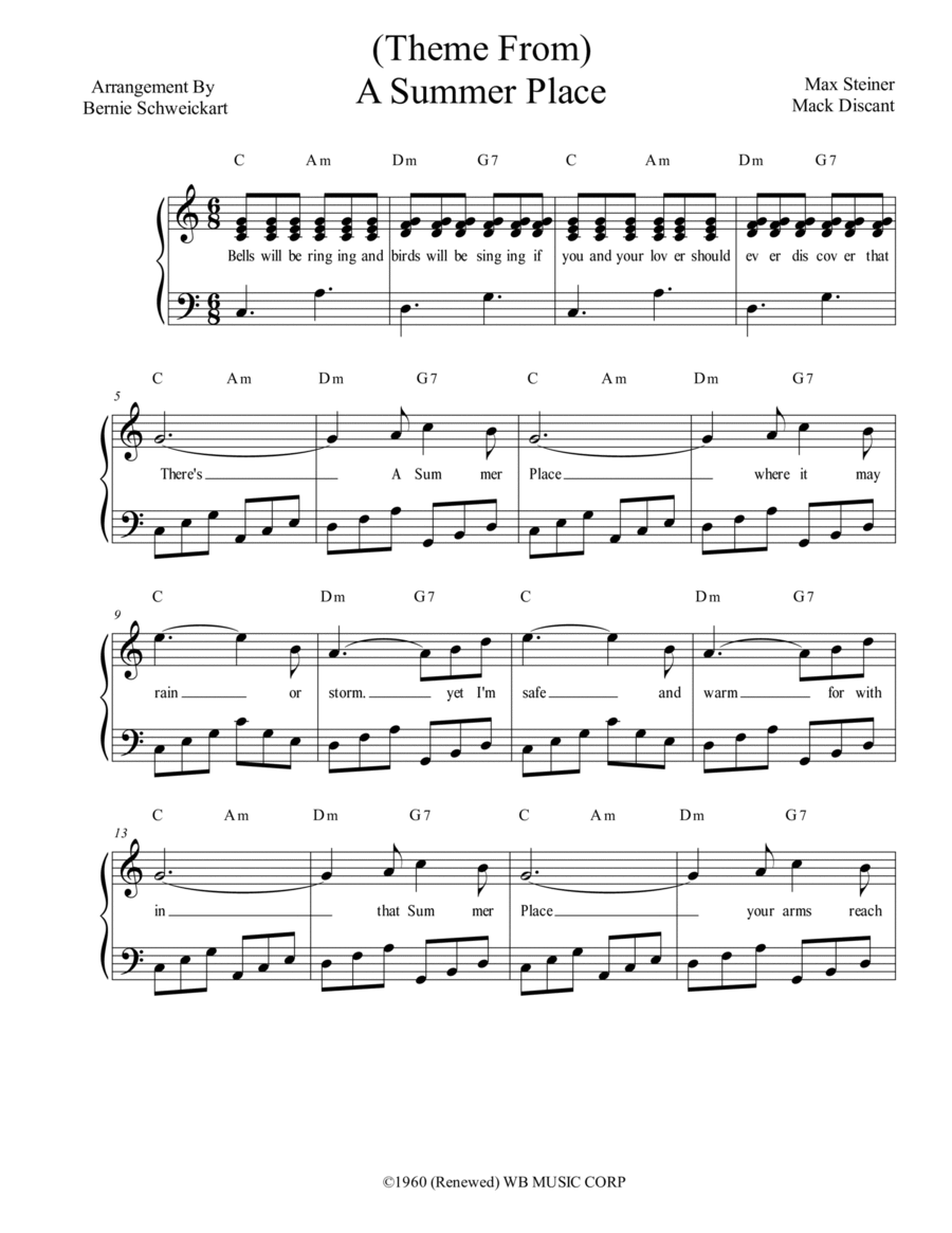 (theme From) A Summer Place Piano Solo scores gallery preview page 1