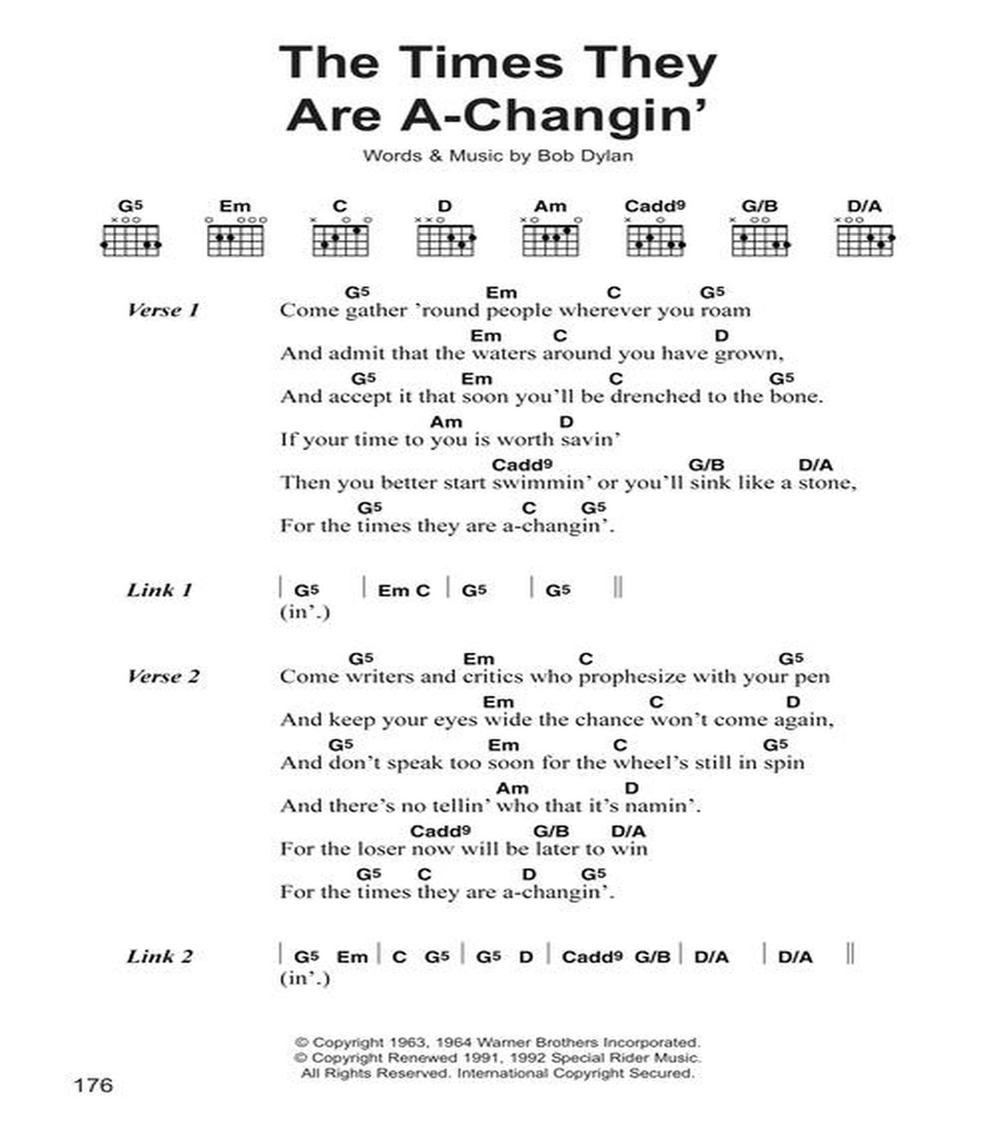 The Best of Bob Dylan Chord Songbook Acoustic Guitar scores gallery preview page 7