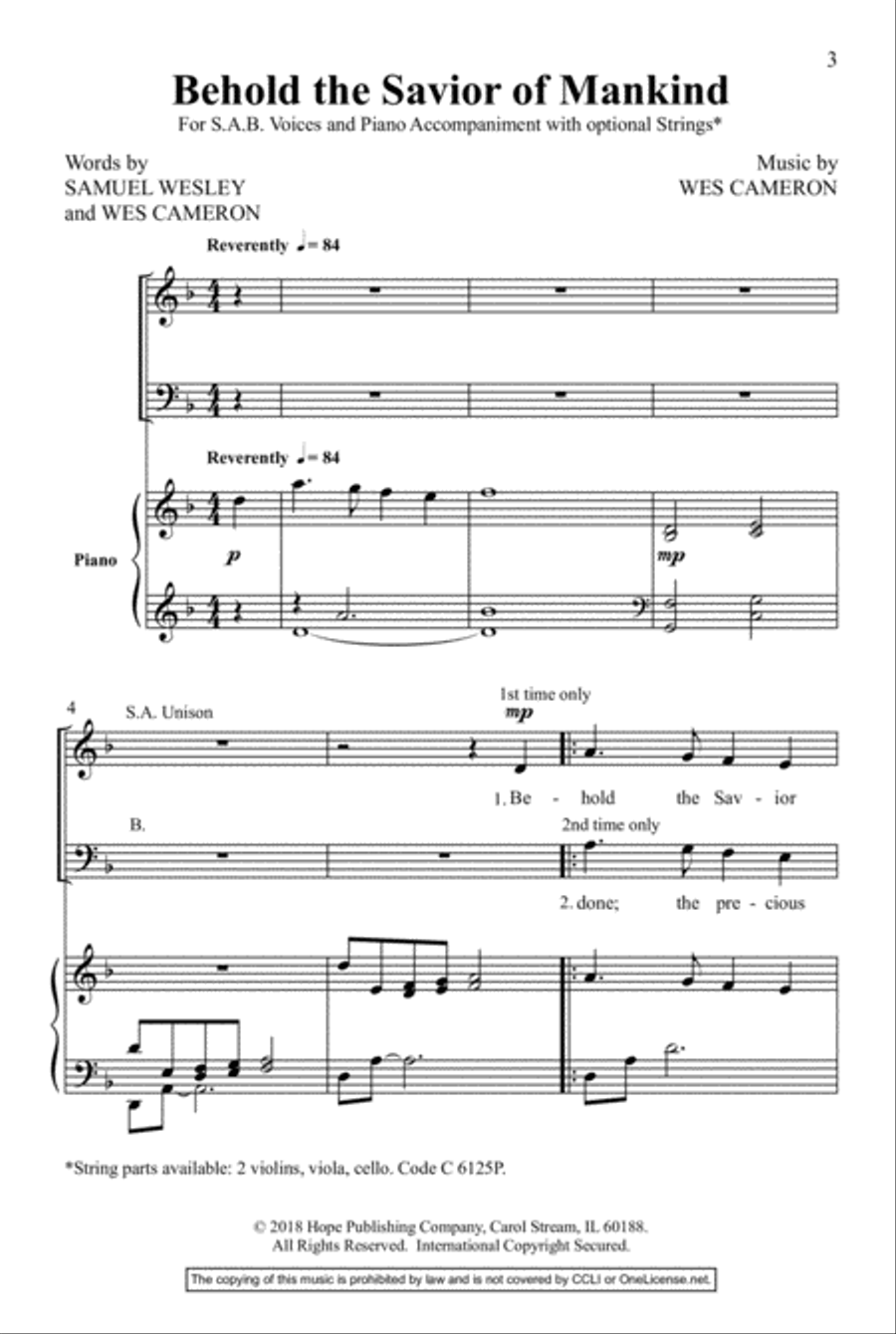 Behold the Savior of Mankind 3-Part scores gallery preview page 2