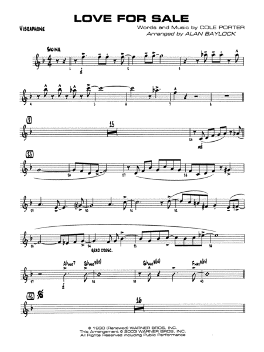 Love for Sale: Vibraphone Jazz Ensemble scores gallery preview page 1