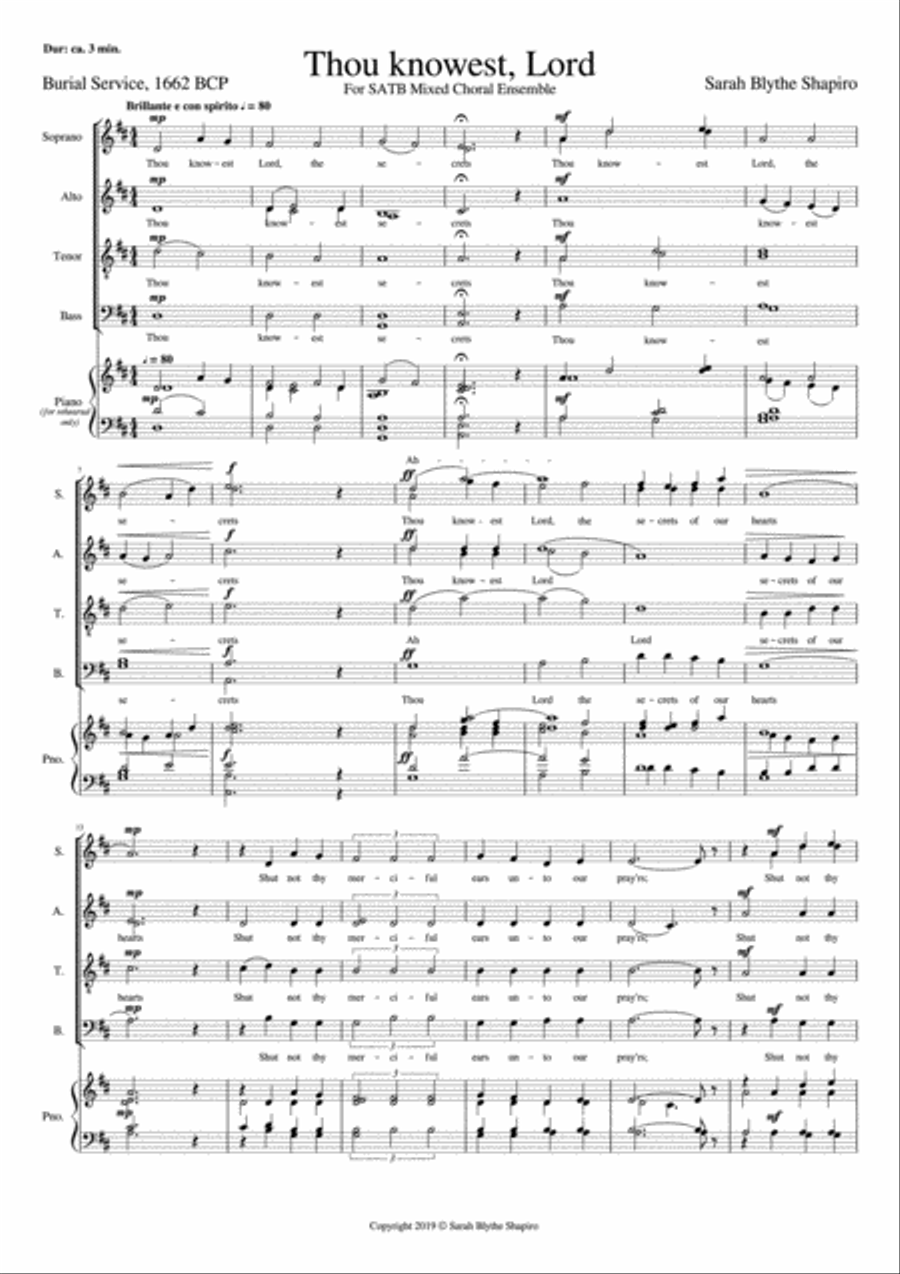 Thou Knowest, Lord Thou Knowest, Lord Divisi scores gallery preview page 1