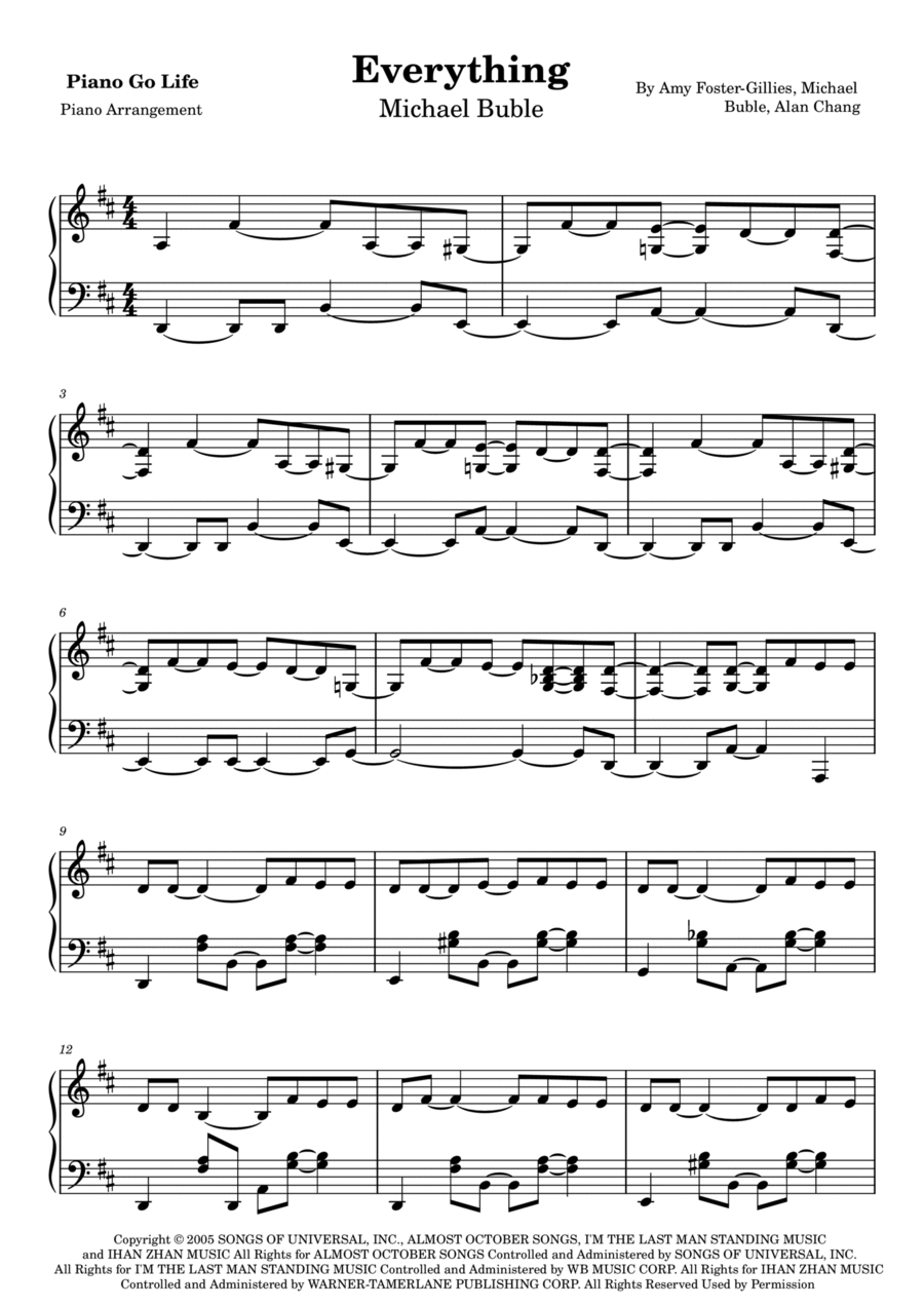 Everything Piano Solo scores gallery preview page 1