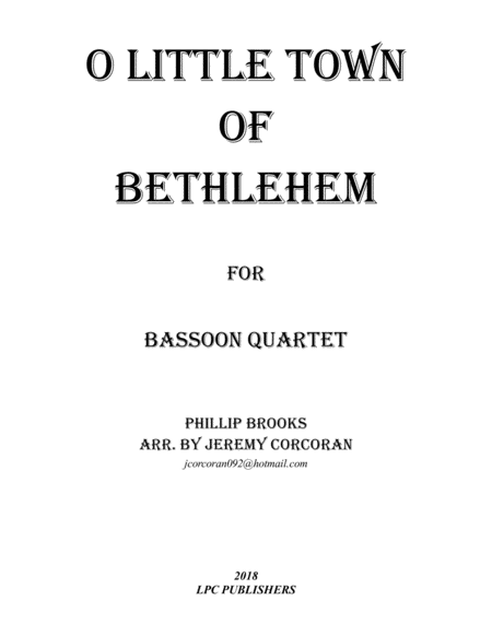 Oh Little Town of Bethlehem for Bassoon Quartet image number null