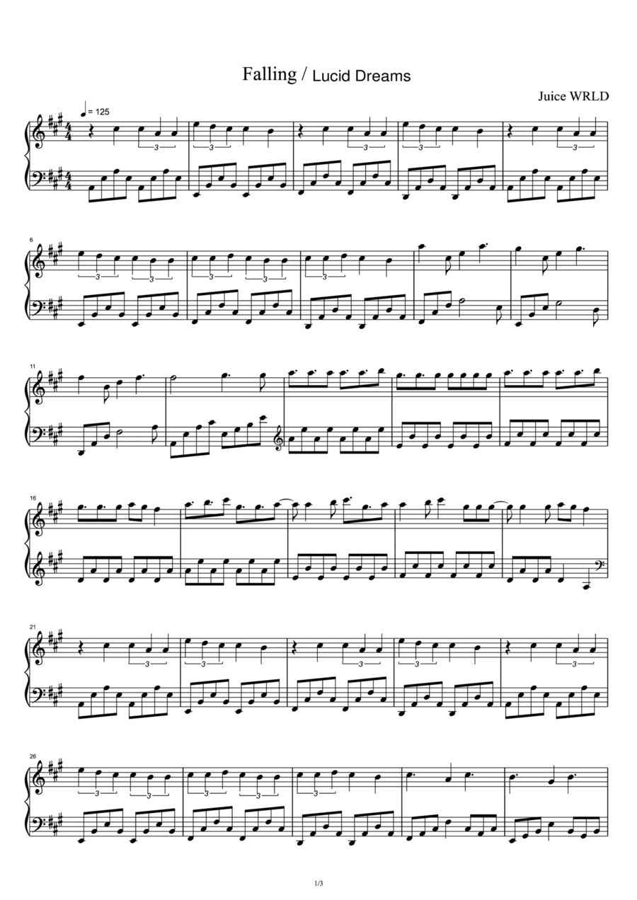 Lucid Dreams Lucid Dreams Piano Solo scores gallery preview page 1