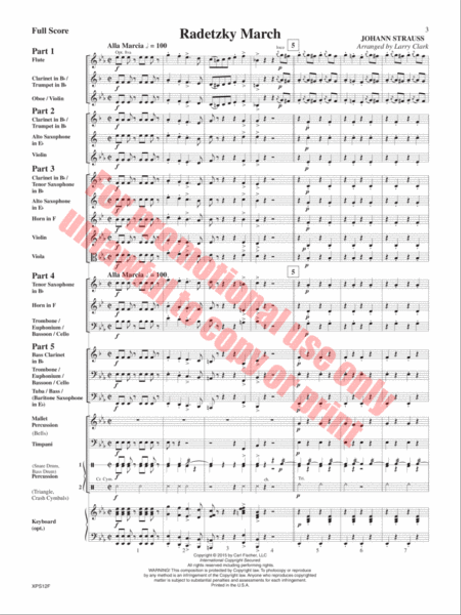 Radetzky March Concert Band scores gallery preview page 4