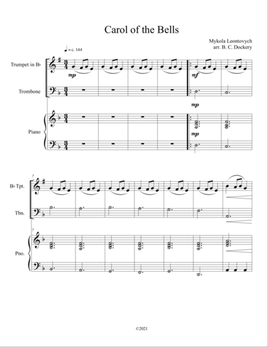10 Christmas Duets for Trumpet and Trombone with Piano Accompaniment (Vol. 3) Brass Duet scores gallery preview page 3
