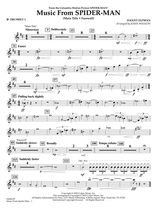 Book cover for Music from Spider-Man (arr. John Wasson) - Bb Trumpet 1