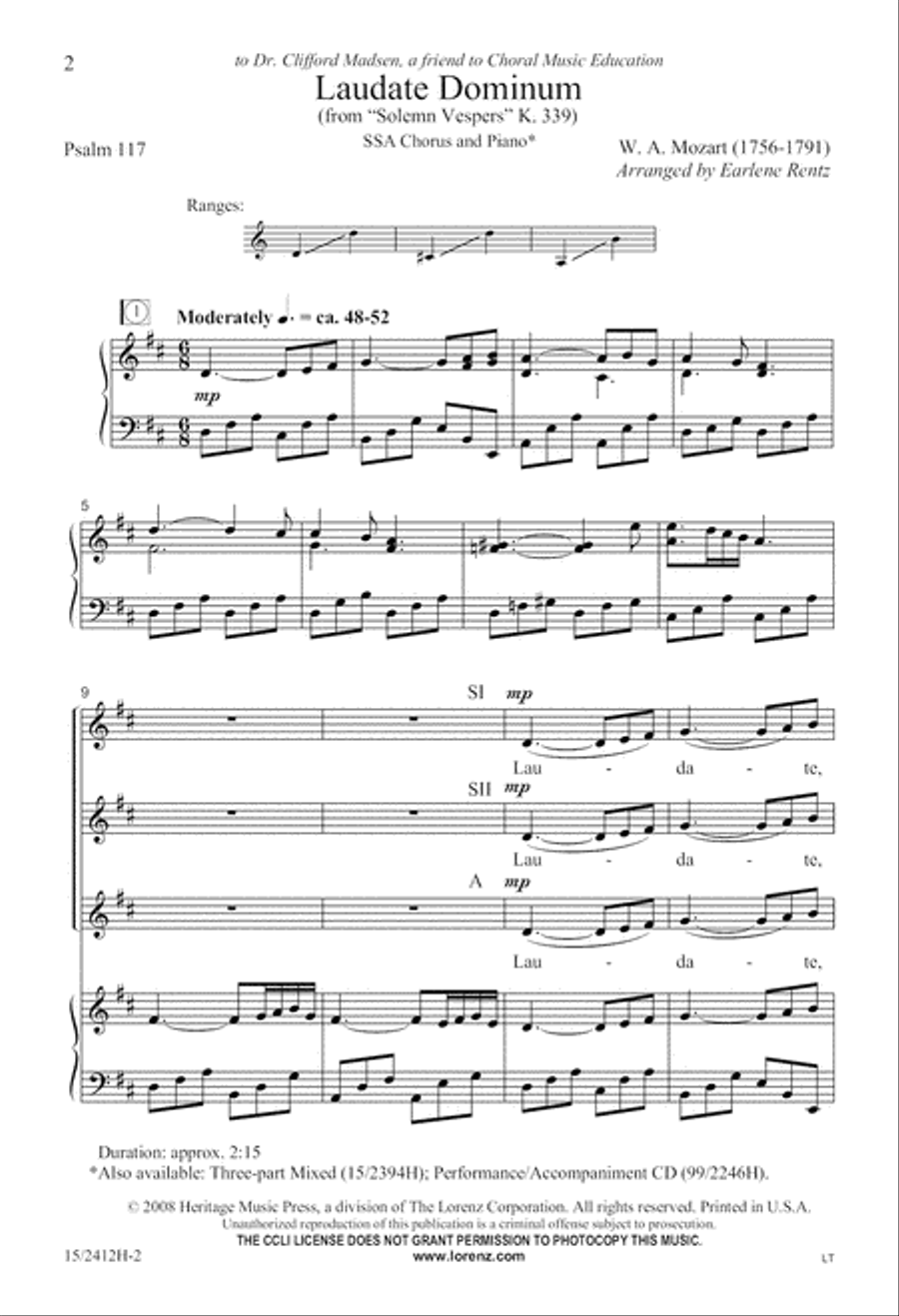 Laudate Dominum Laudate Dominum SSA scores gallery preview page 2