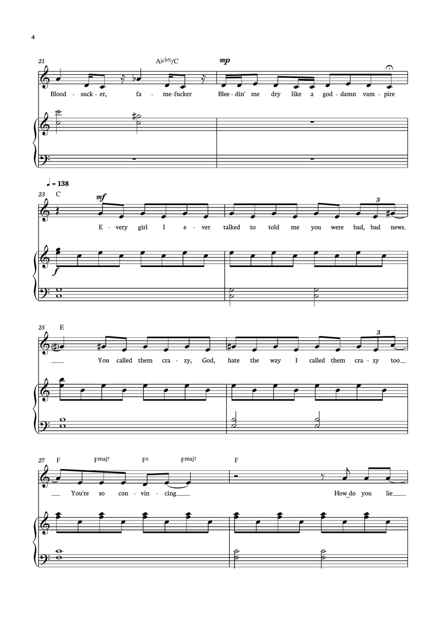 Vampire Piano, Vocal scores gallery preview page 4