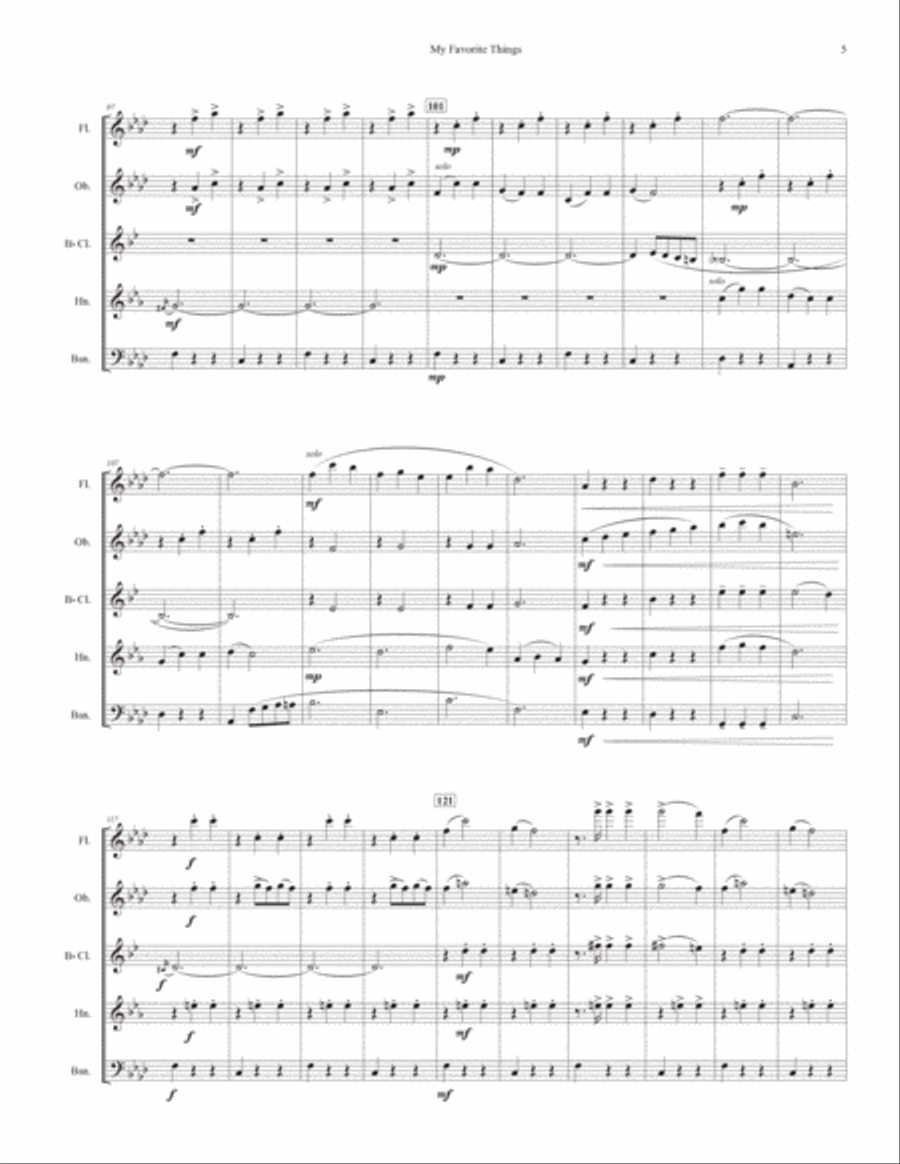 My Favorite Things Woodwind Quintet scores gallery preview page 5