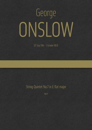 Book cover for Onslow - String Quintet No.7 in E flat major, Op.23