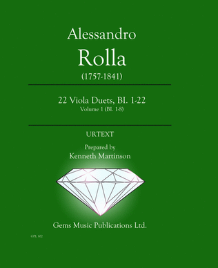 Book cover for 22 Viola Duets, BI. 1-22 Volume 1 (BI. 1-8)