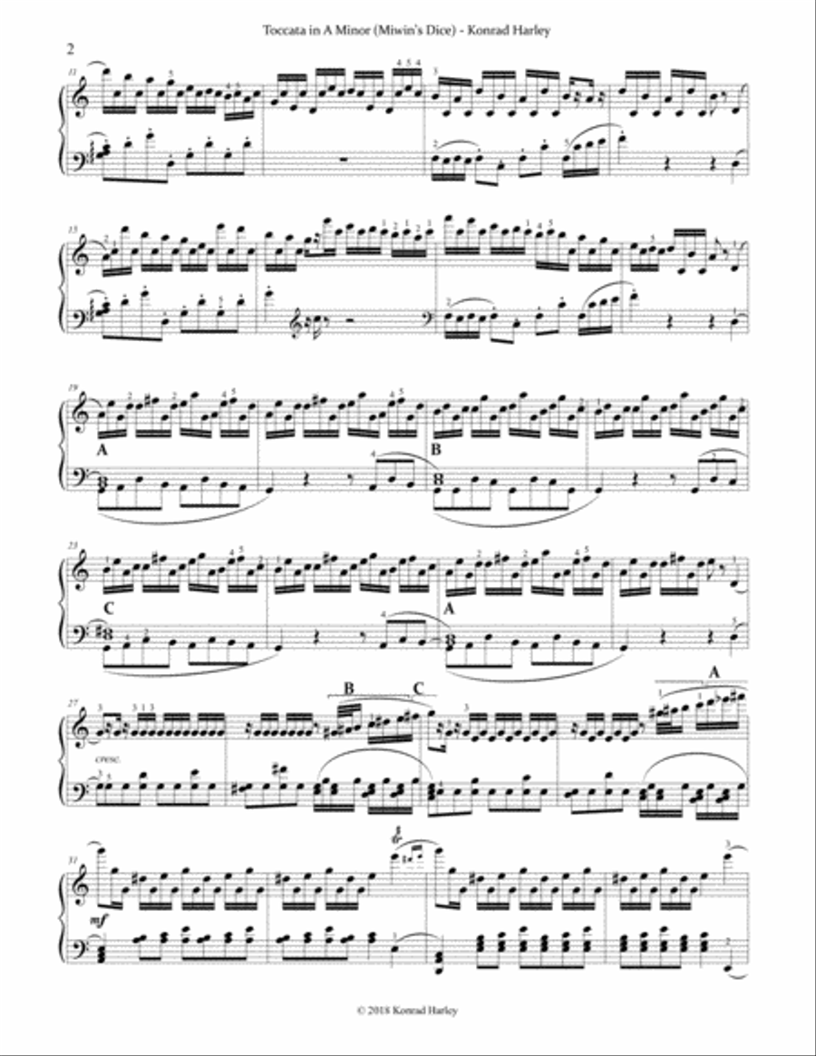 Toccata in A Minor (Miwin's Dice) Piano Solo scores gallery preview page 2