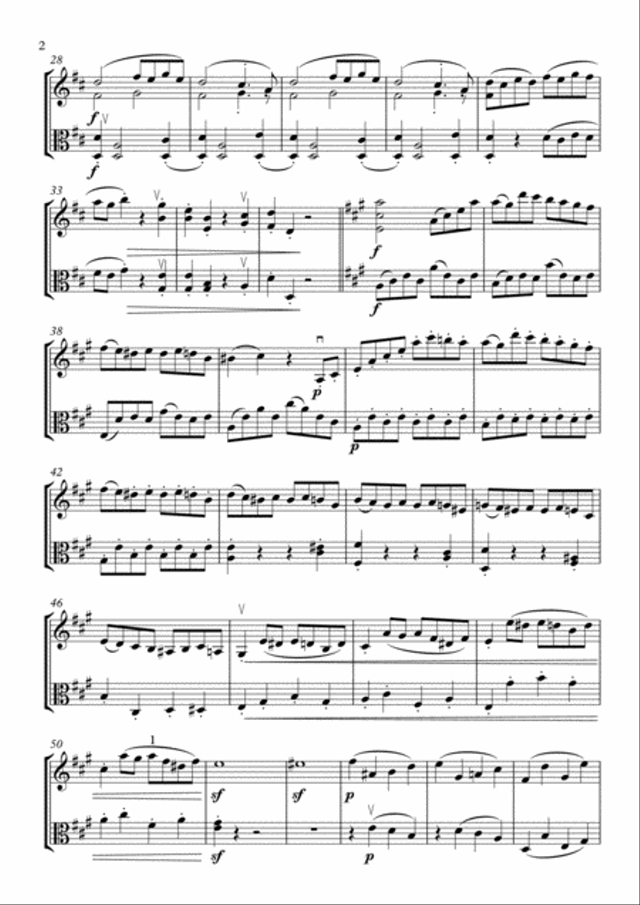 Beethoven-Pokhanovski String Trio in D, op.9#2, 4th movement (arranged for violin and viola) String Duet scores gallery preview page 2