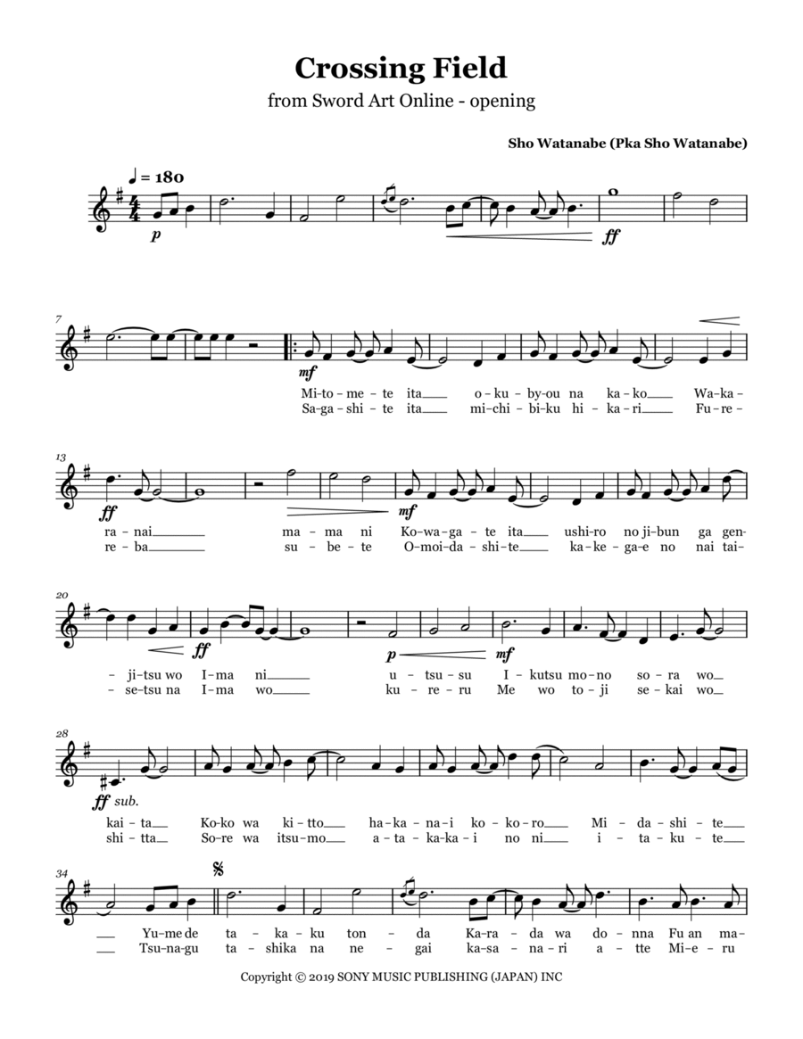 Crossing Field Crossing Field B-Flat Clarinet scores gallery preview page 1