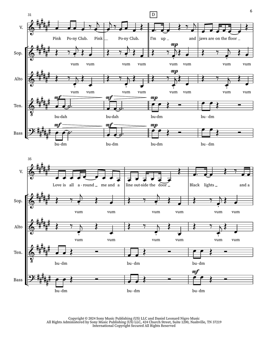 Pink Pony Club Pink Pony Club 4-Part scores gallery preview page 6