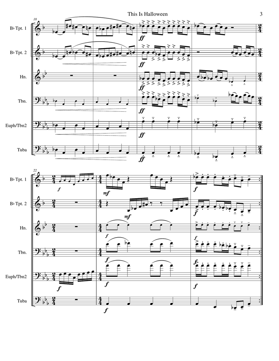 This Is Halloween Brass Quintet scores gallery preview page 4