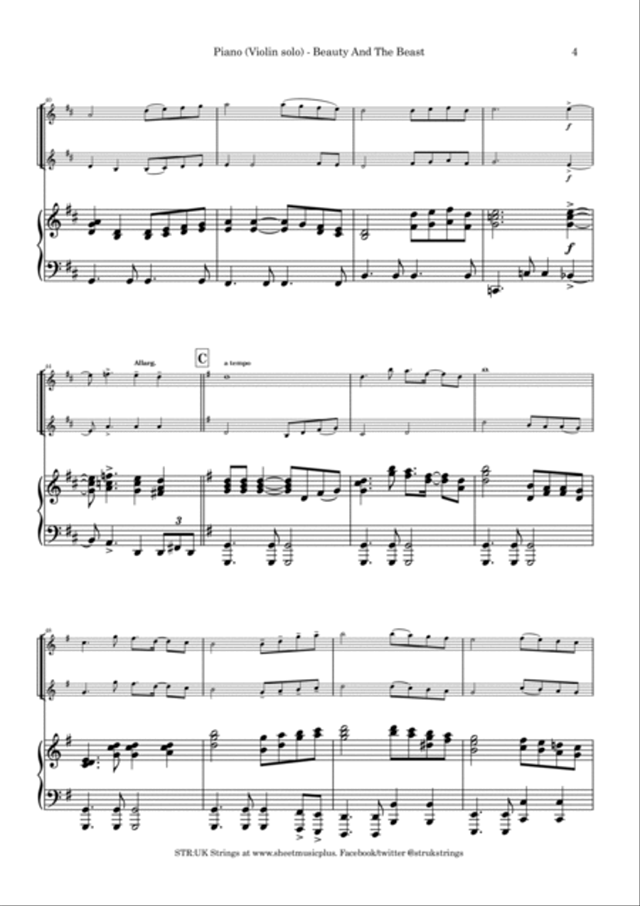 Beauty And The Beast Violin Solo scores gallery preview page 5