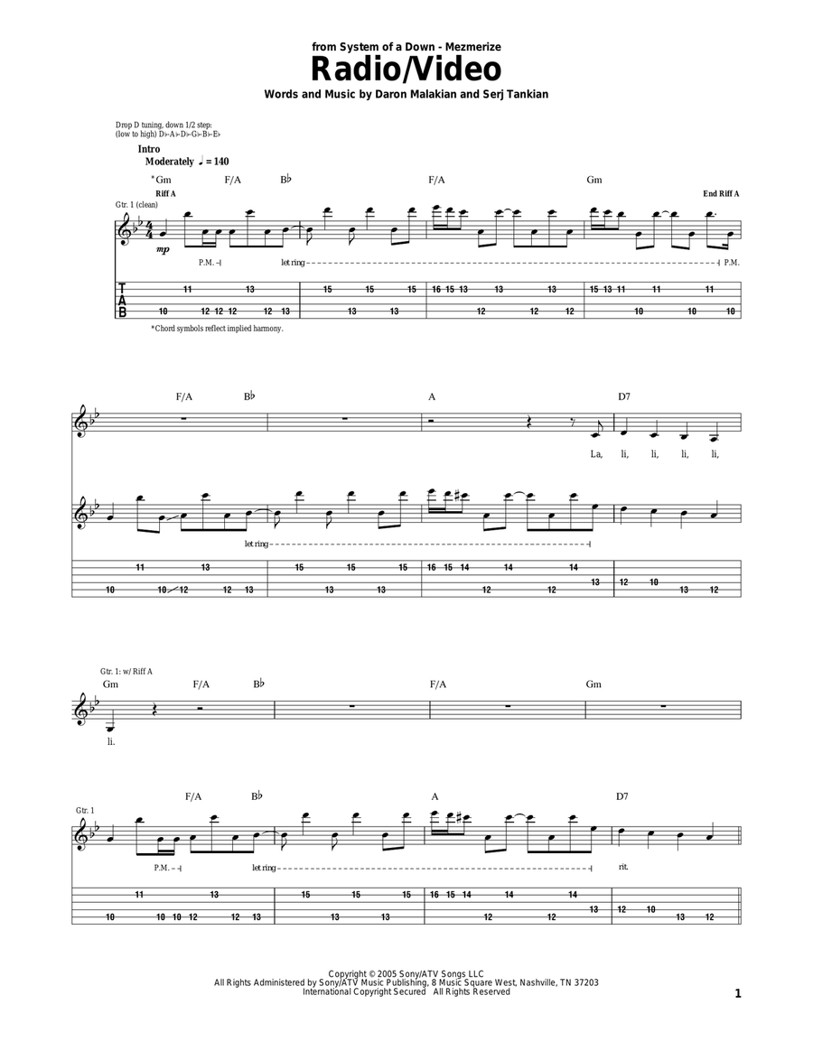 Chord system of outlet a down radio video